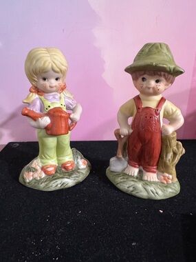 Vintage Charming Frankel Figurine Set - Boy and Girl with Watering Can